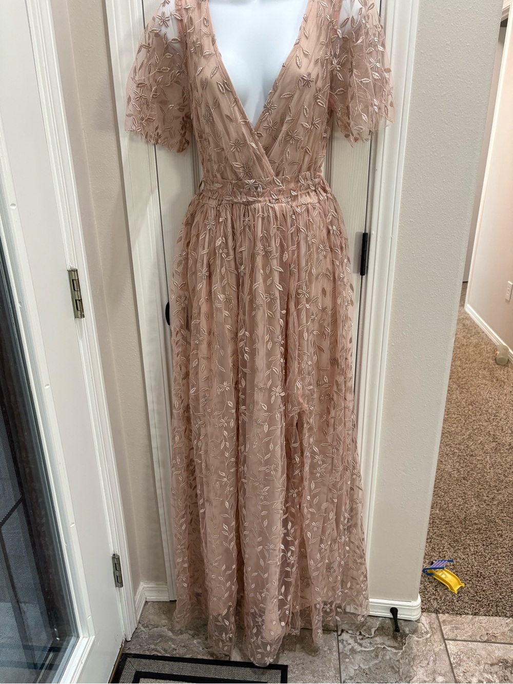 Baltic Born Marseille Embossed Maxi Dress in Champagne